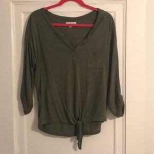 Olive AE Tie Front Shirt